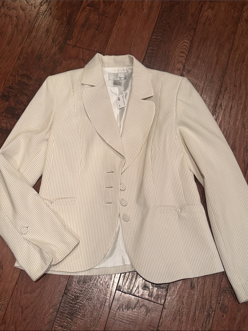 VTG Cream White Seersucker Textured Women's Blazer